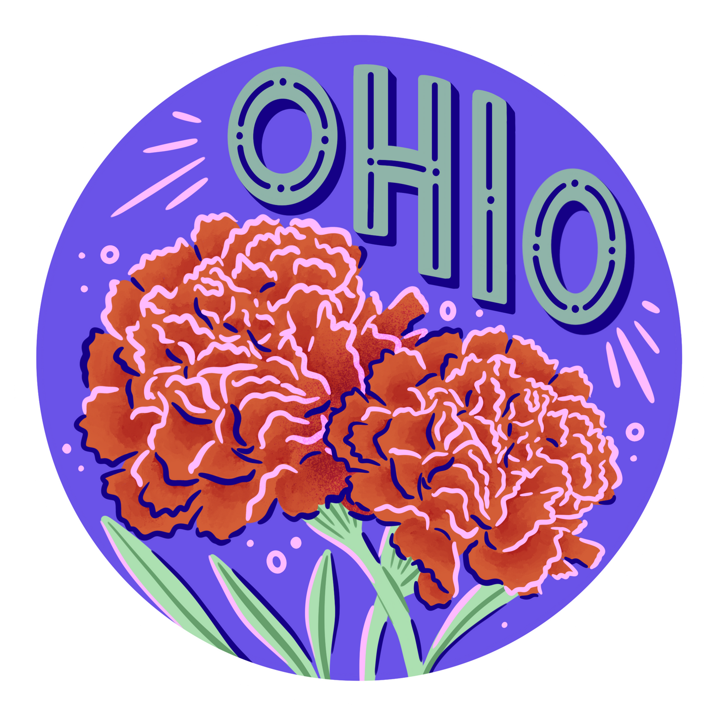 Ohio Carnation Sticker